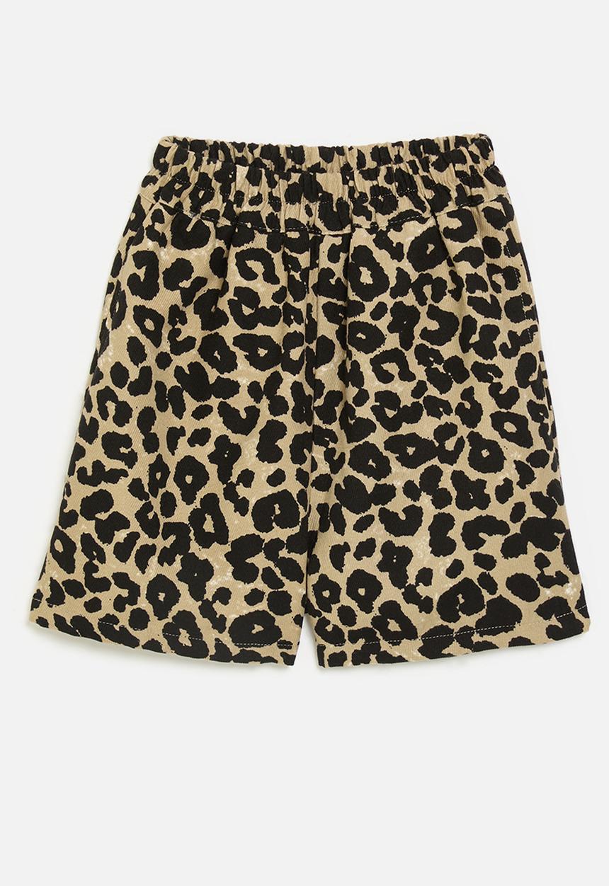 Pop Candy - Elasticated waist shorts with side pockets - leopard print