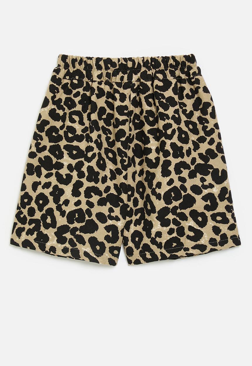 Pop Candy - Elasticated waist shorts with side pockets - leopard print
