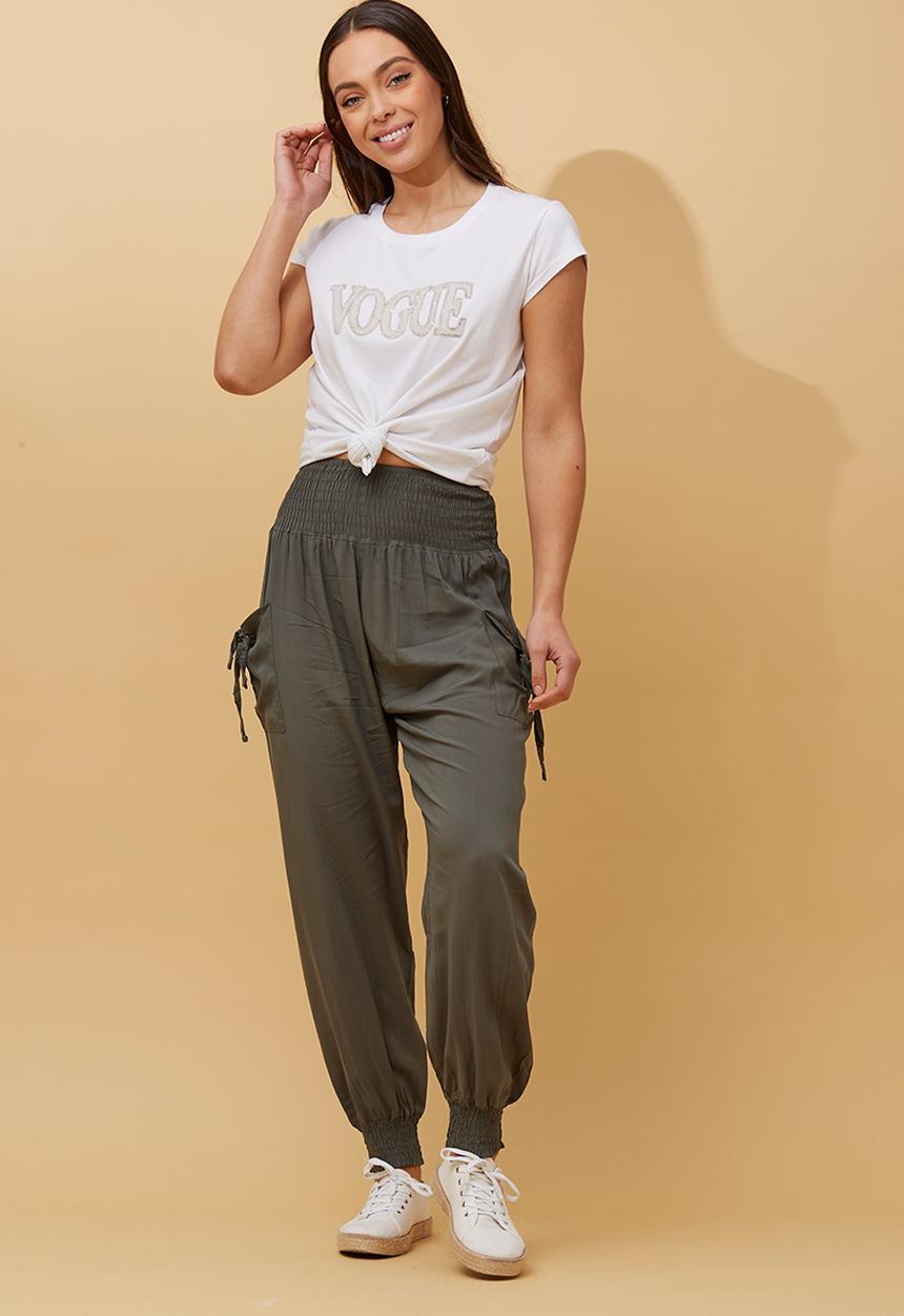 Izabel London - Harem Pant - Khaki