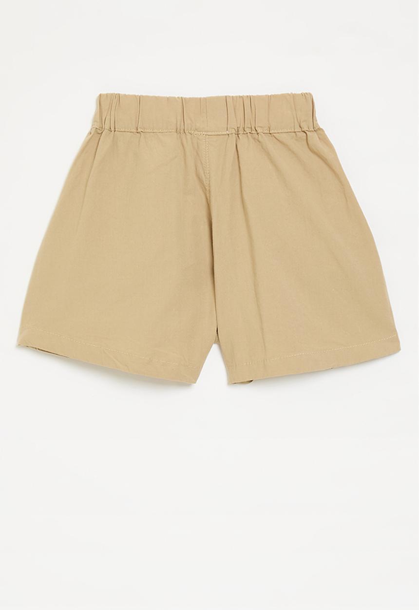 Pop Candy - Gathered shorts with curved pockets - beige