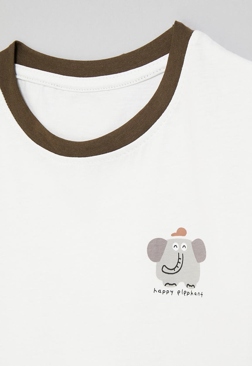 Pop Candy - Crew neck tee with placement print - white/dark brown/elephant