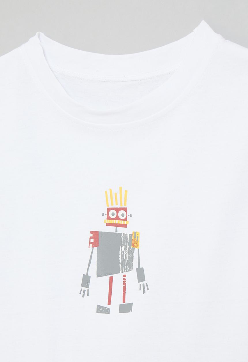 Pop Candy - Tee with placement print - white/tin robot
