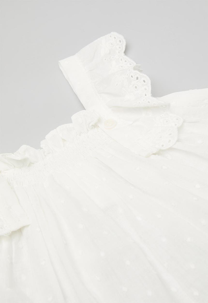 Pop Candy - Buttoned strap top with tiered skirt - white