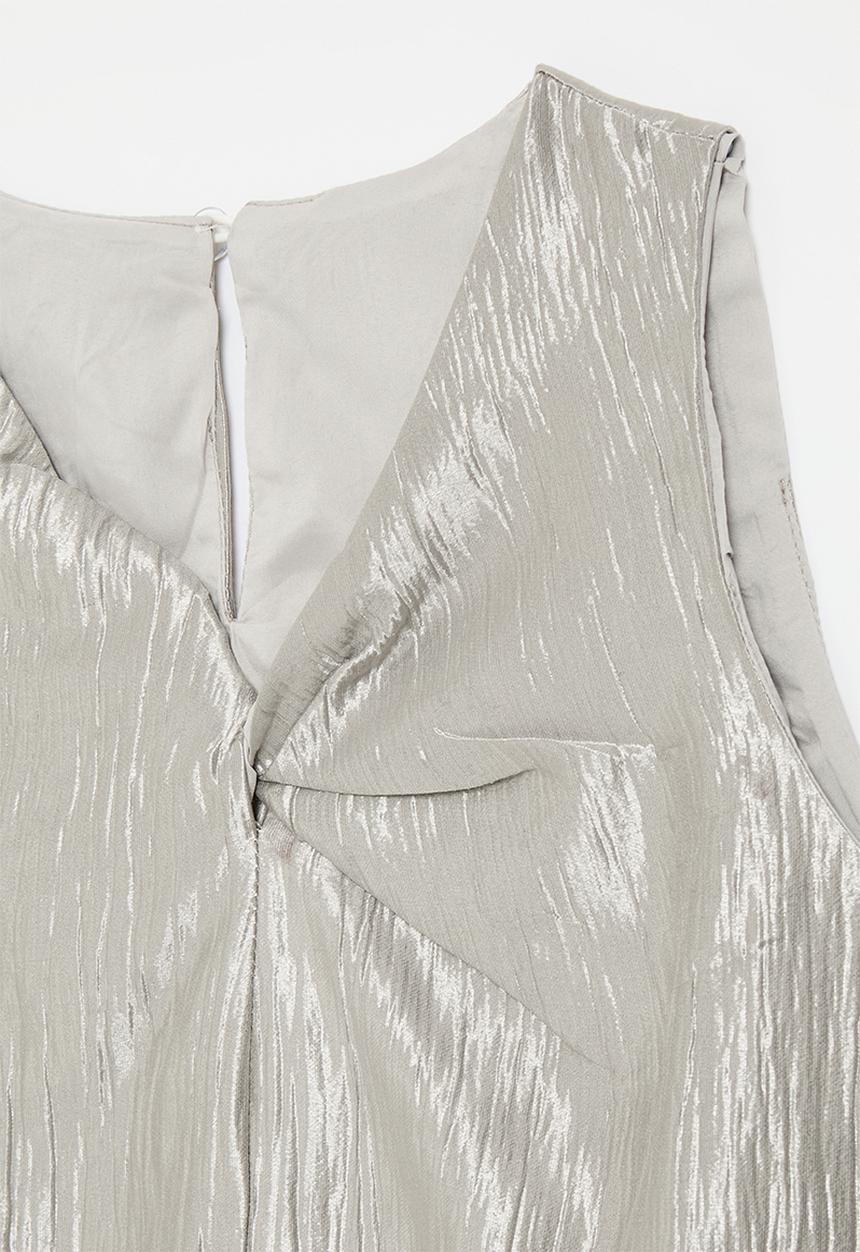 Pop Candy - Metallic shift dress with asymmetric twist knot - silver