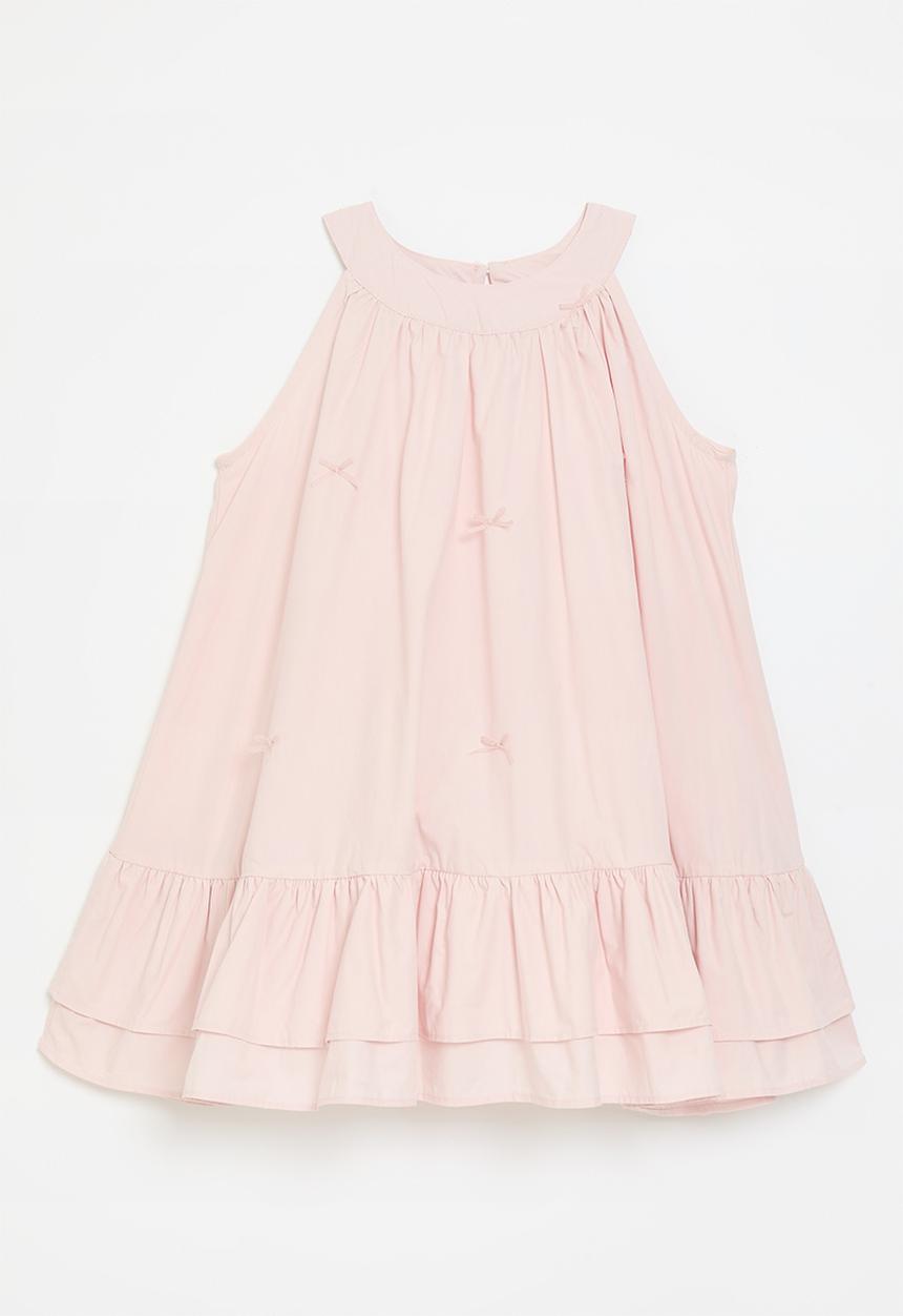 Pop Candy - Cutaway dress with mini bows & layered frill hem - pink