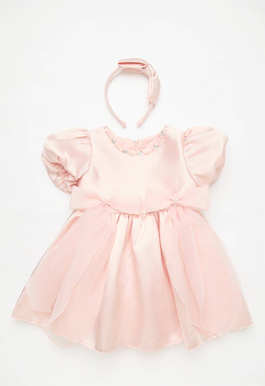 Pop Candy - Bouffant occasion dress with beaded neckline - pink
