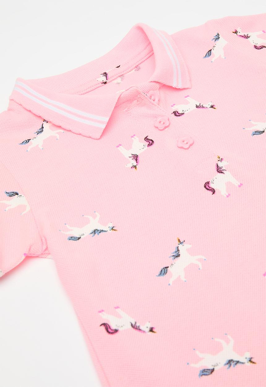 Pop Candy - Golfer dress with dropped waist - pink/unicorn aop
