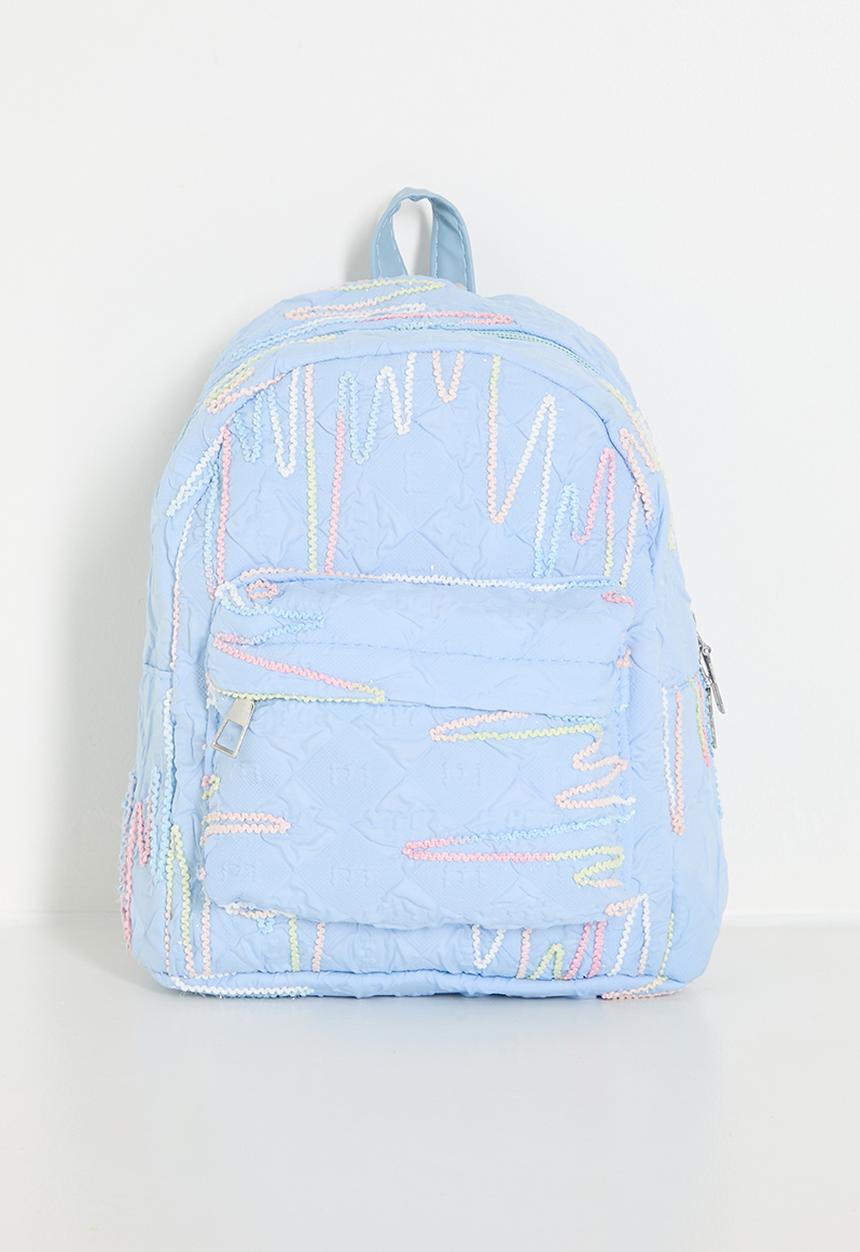 Pop Candy - Textured backpack with zigzag stitch detailing - light blue