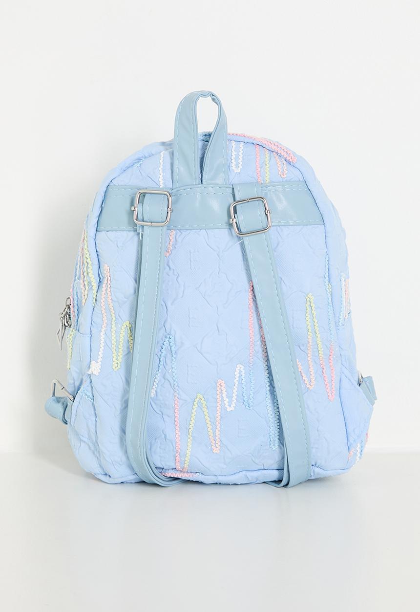 Pop Candy - Textured backpack with zigzag stitch detailing - light blue