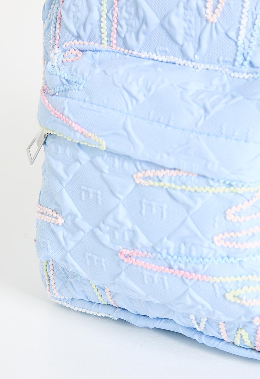 Pop Candy - Textured backpack with zigzag stitch detailing - light blue