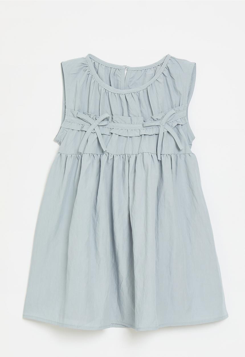 Pop Candy - Smock bodice dress with dainty bows - dusty blue