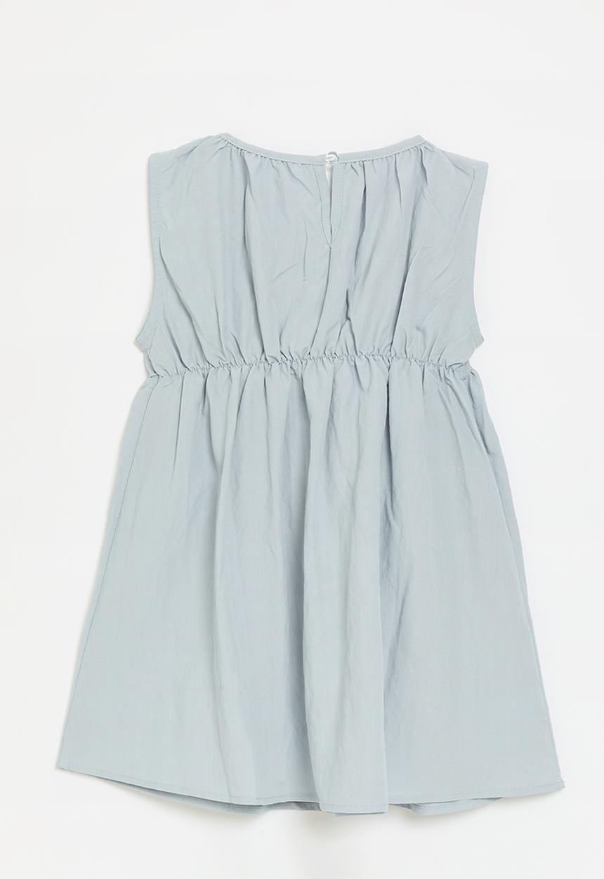 Pop Candy - Smock bodice dress with dainty bows - dusty blue