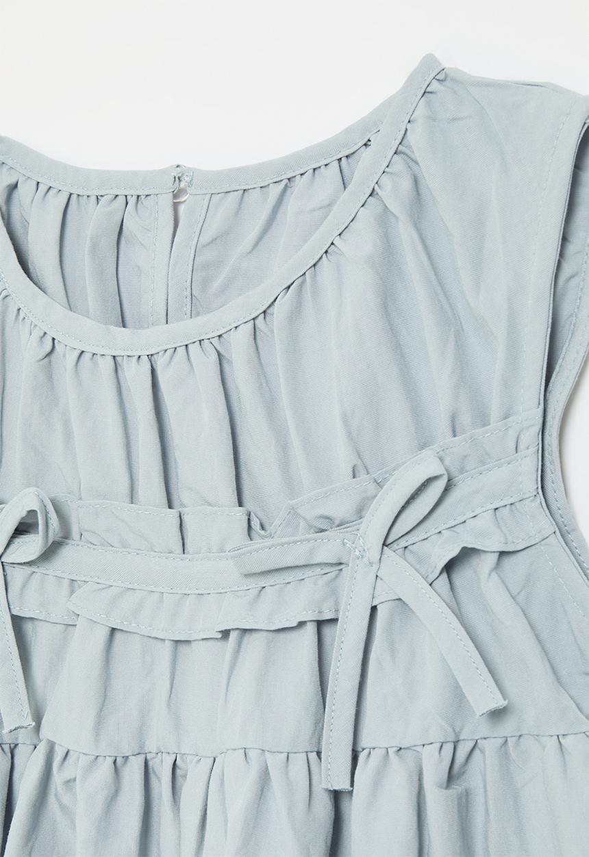 Pop Candy - Smock bodice dress with dainty bows - dusty blue