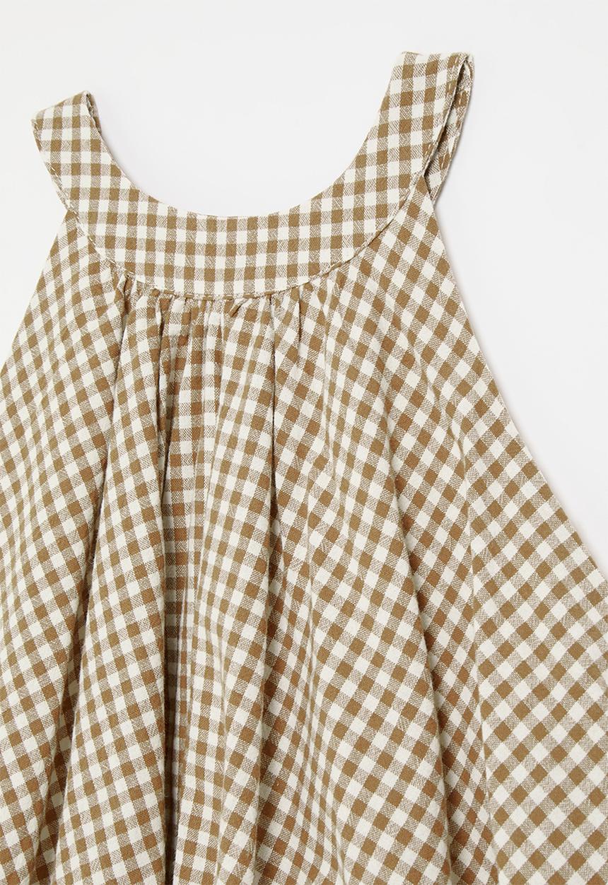 Pop Candy - Cutaway bubble top with keyhole closure - brown gingham