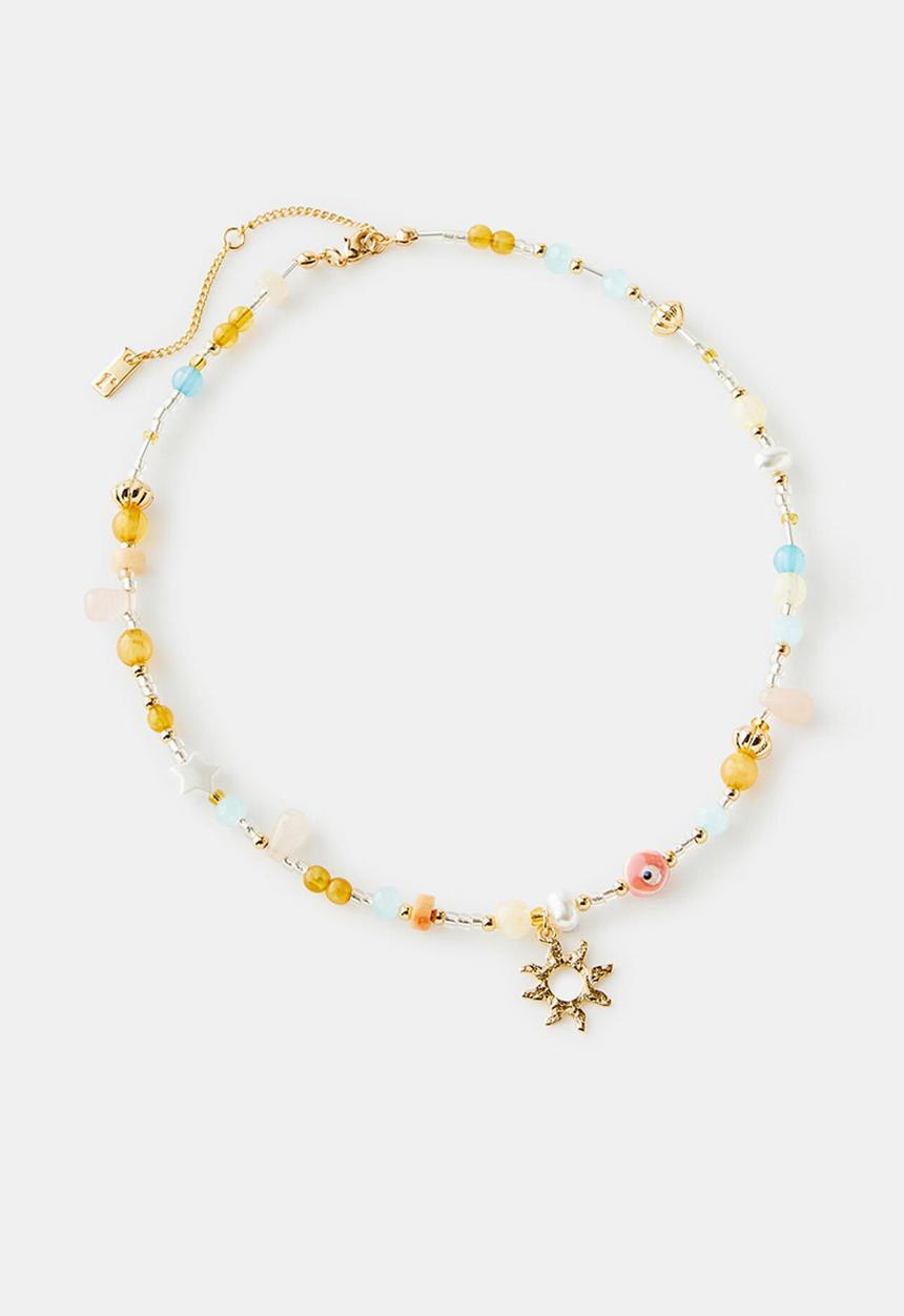 Rubi - Beaded Necklace - Up Ecelctic Swirl Sun Mixed Bead