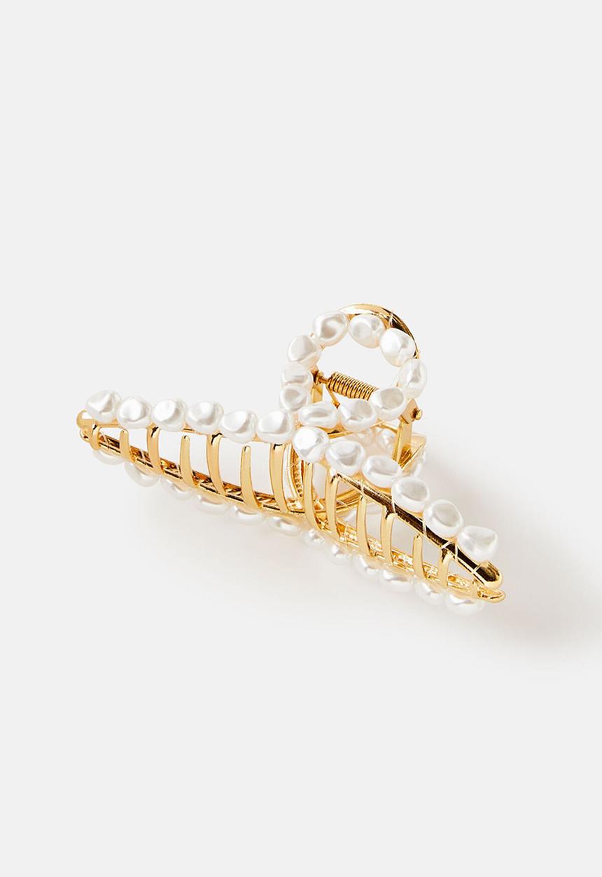 Rubi - Metal hair claw - gold pearl