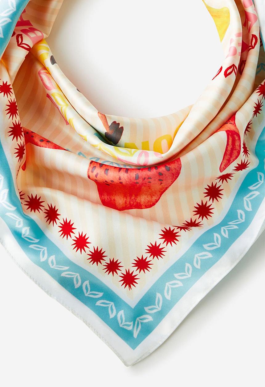 Rubi - Knot Your Everyday Scarf - caribbean floral/red hibiscus