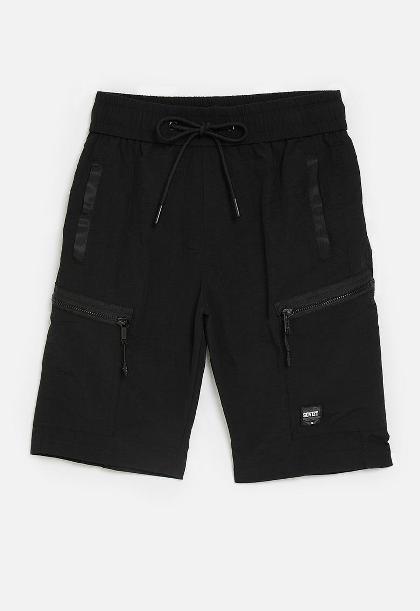SOVIET - Boys fashion nylon short - black