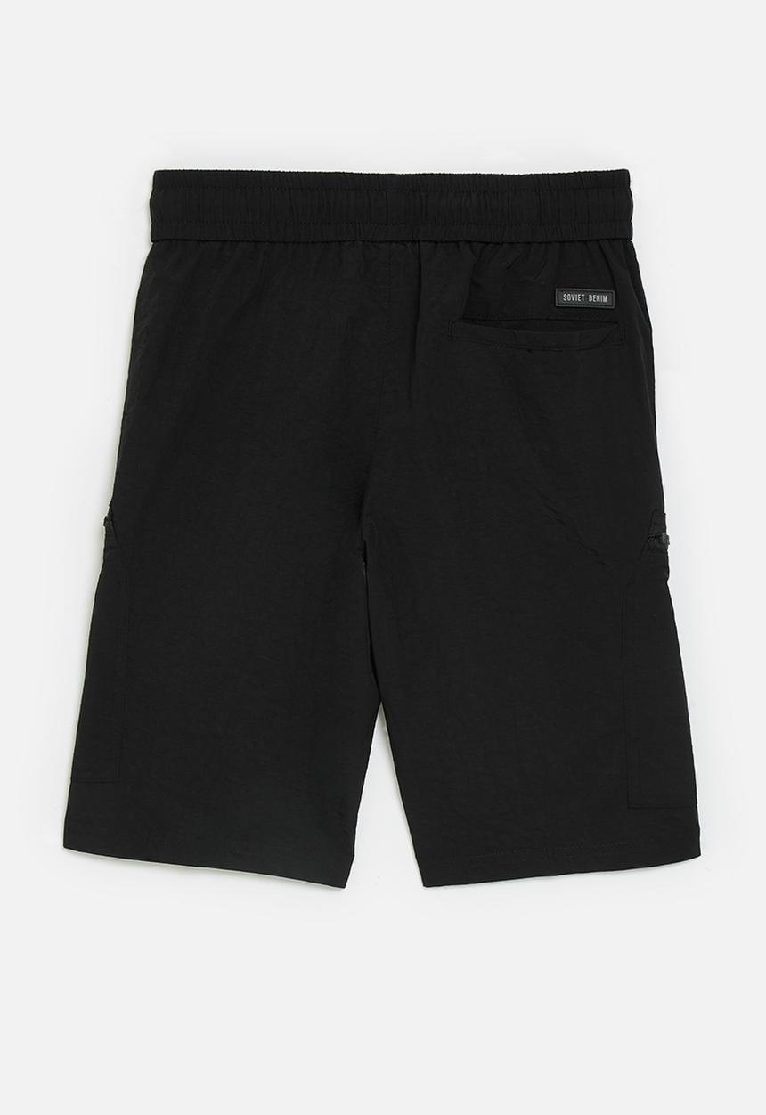 SOVIET - Boys fashion nylon short - black
