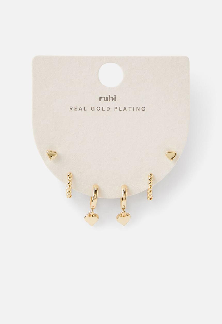 Rubi - 3Pk Small Earring-Gold