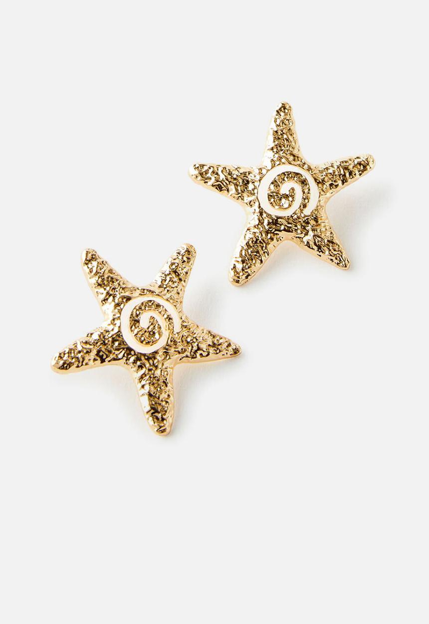Rubi - Mid Charm Earring -Up Swirl Starfish Gold