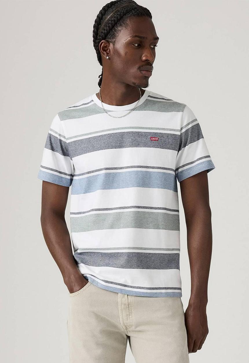 Levi’s® - Ss Original Hm Tee - Julian Stripe Bright White Jersey