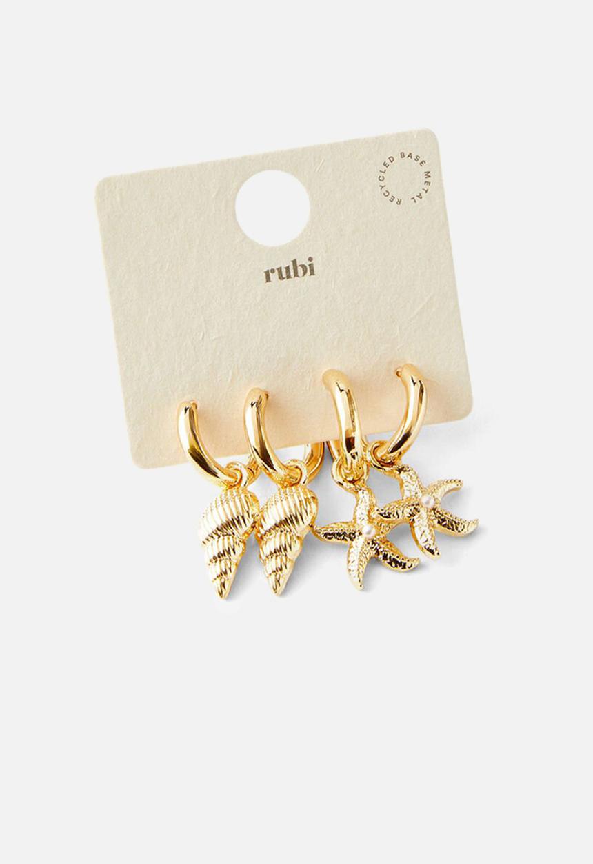 Rubi - 2 Pack Mid Earring - Gold