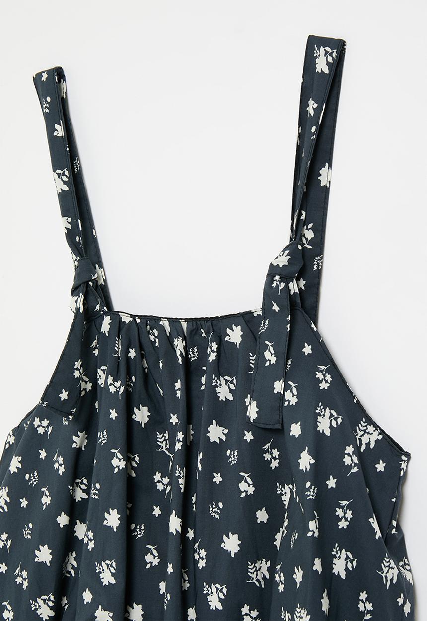 Pop Candy - Printed bubble hem top - navy blue/floral