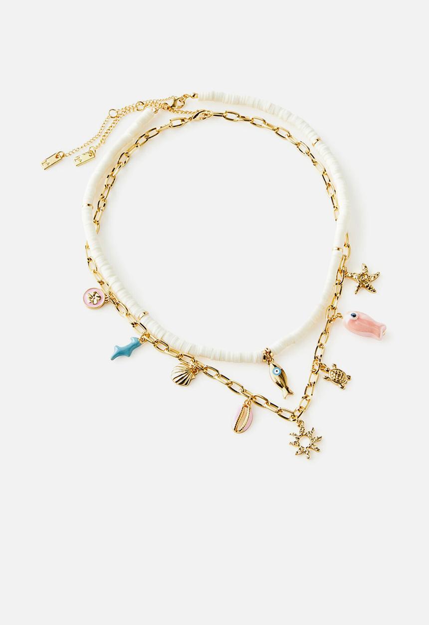 Rubi - 2 Pack Beaded Necklace-Gold