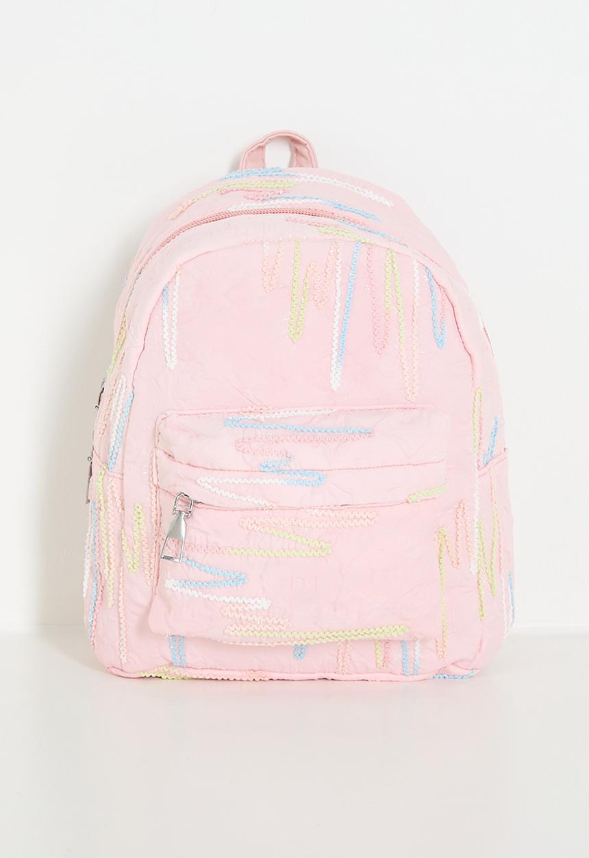 Pop Candy - Textured backpack with zigzag stitch detailing - pink
