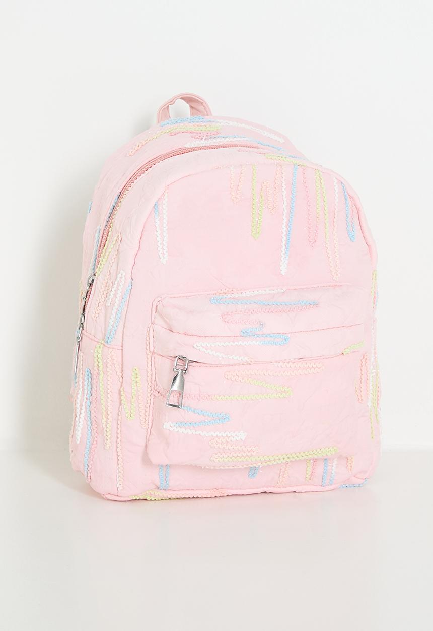 Pop Candy - Textured backpack with zigzag stitch detailing - pink