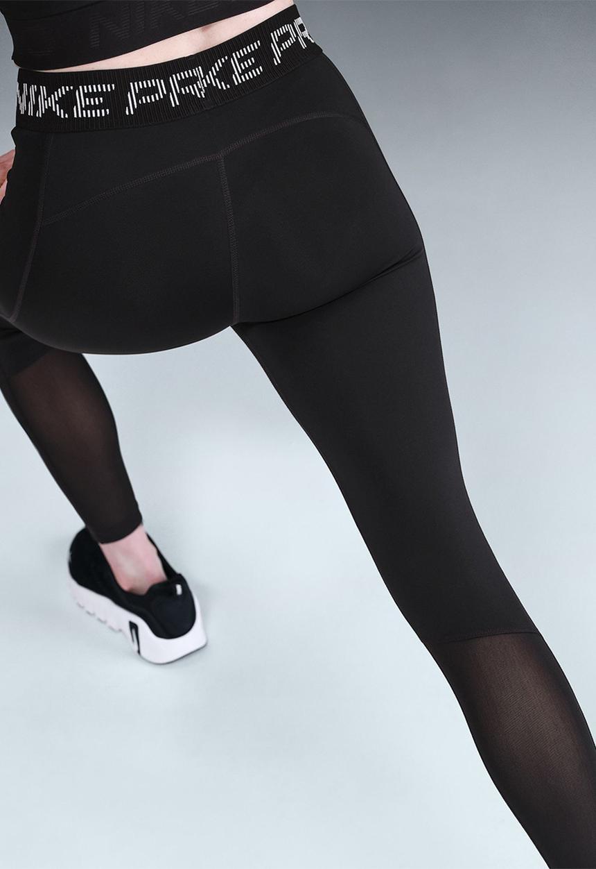 Nike - Mid-Rise 7/8 Mesh-Panel Graphic Leggings - Black