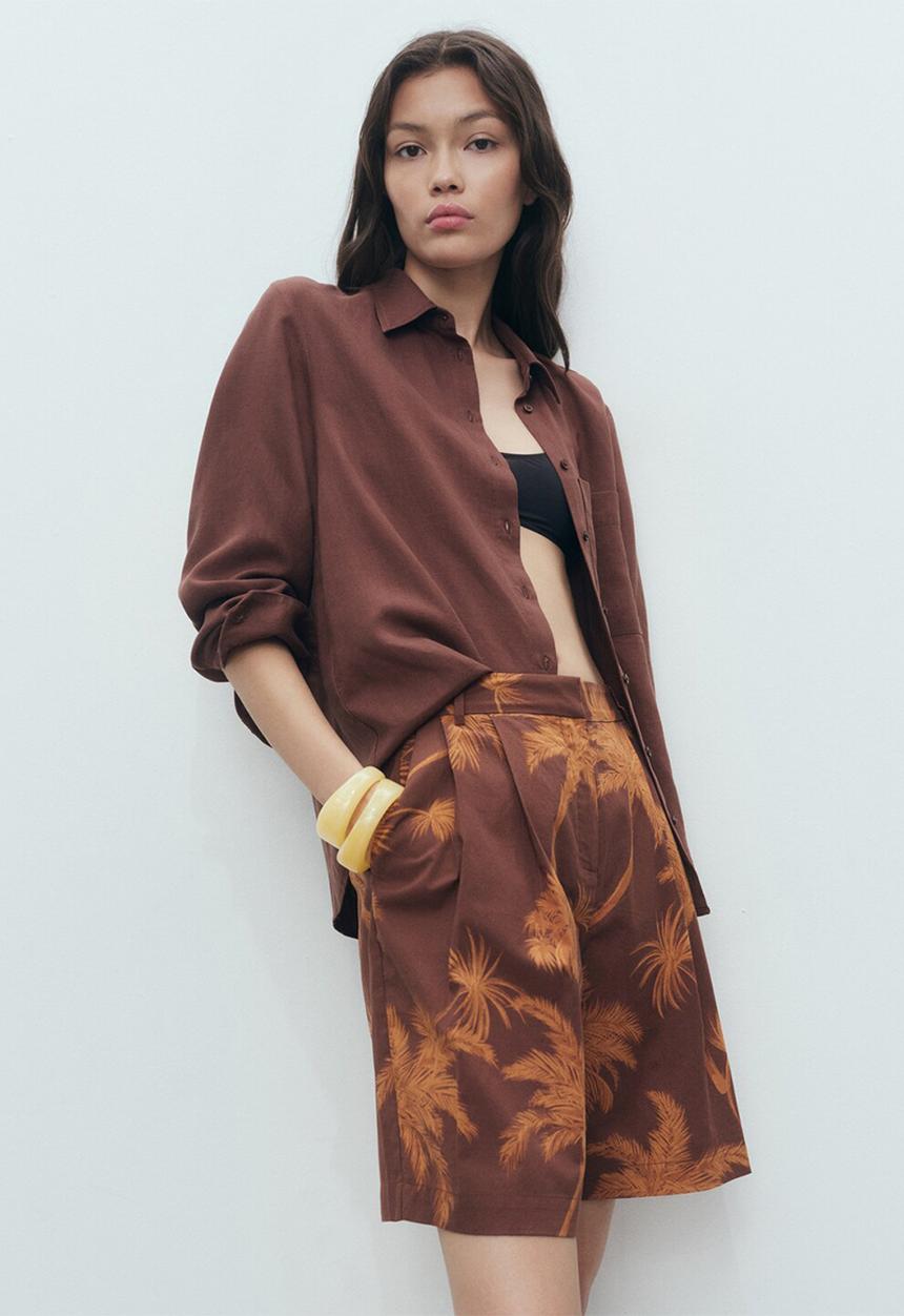 MANGO - Bermudas Lana - Brown