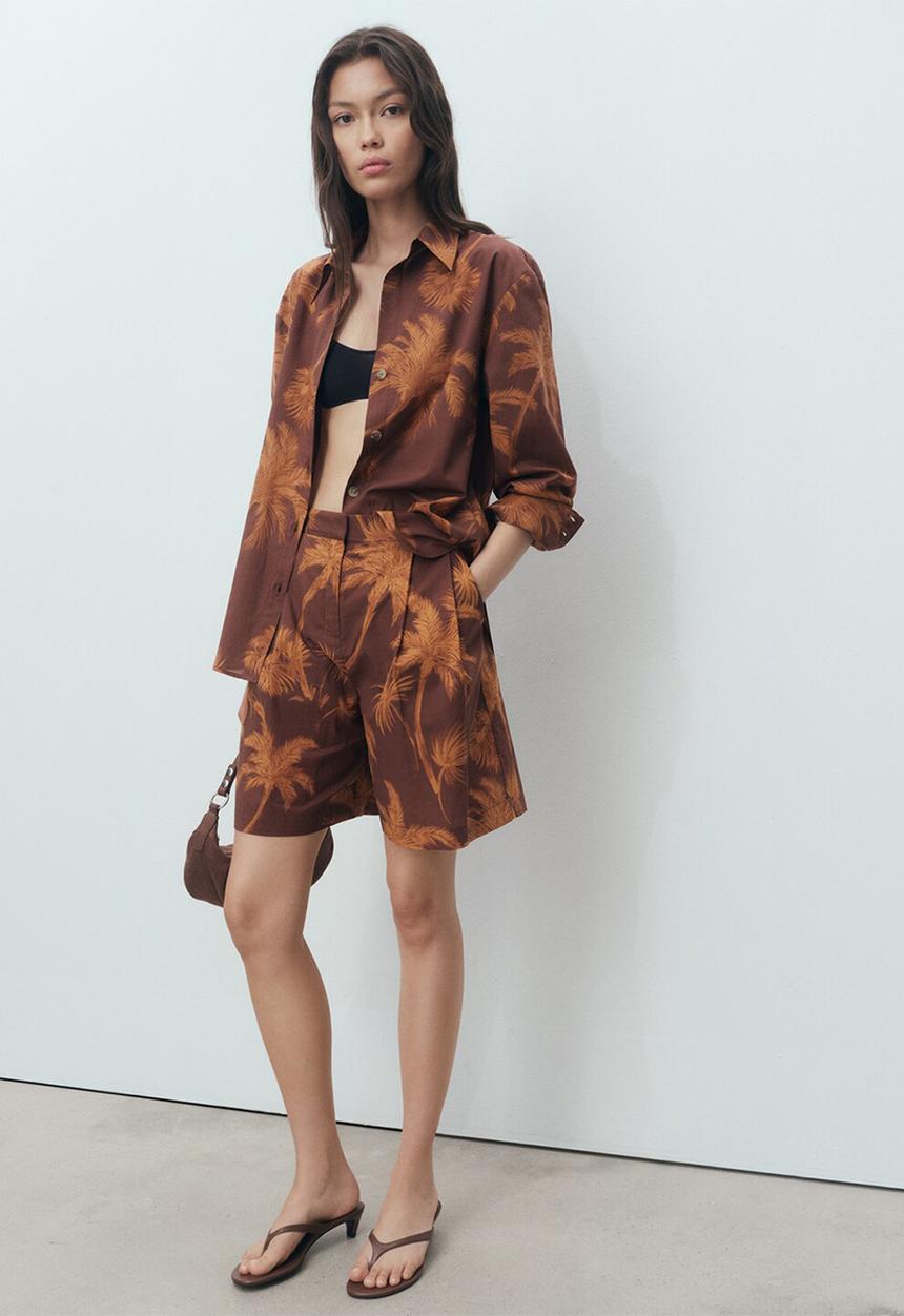 MANGO - Bermudas Lana - Brown