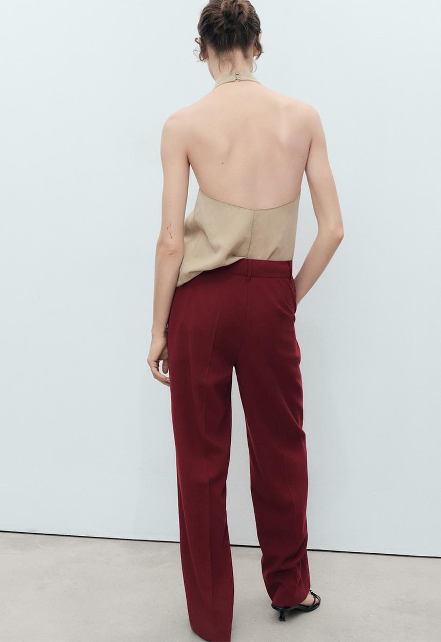 MANGO - Trousers Carlos - Dark Red