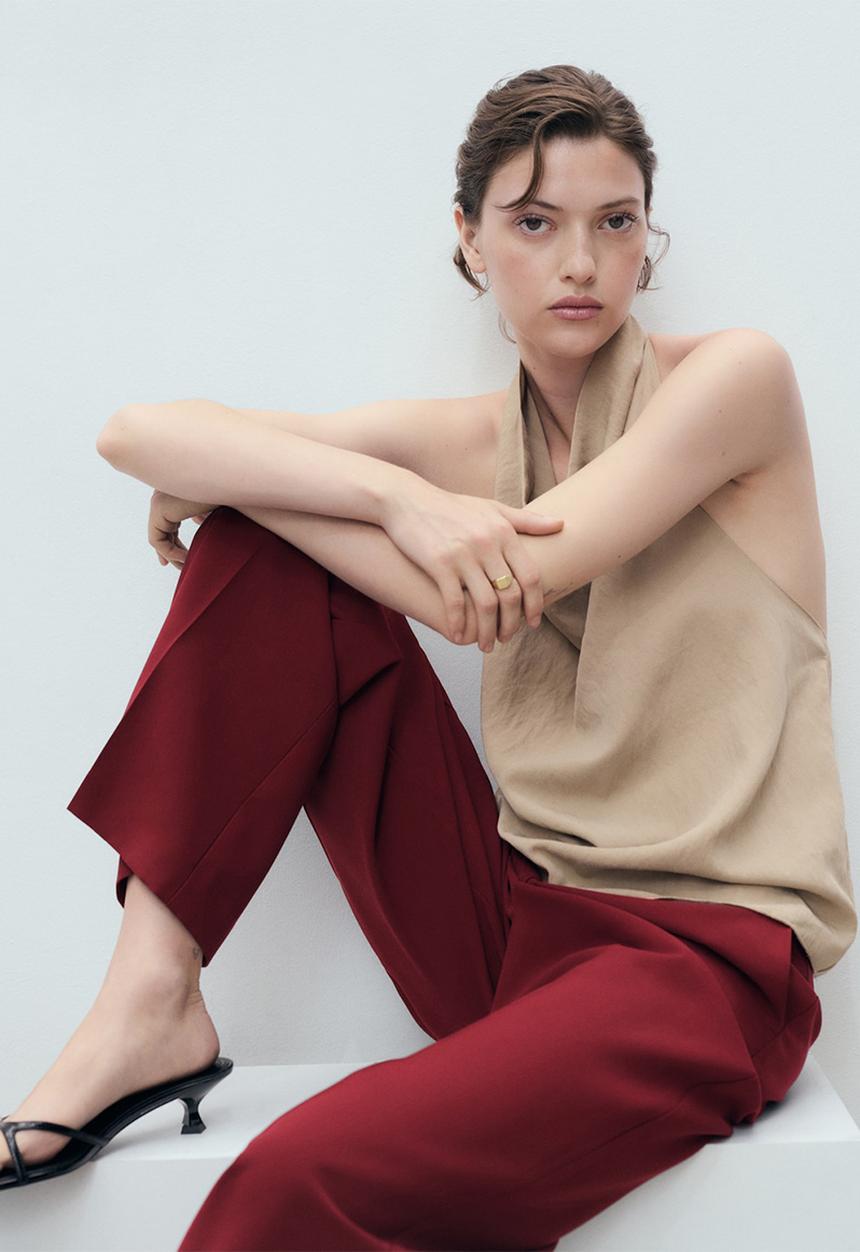 MANGO - Trousers Carlos - Dark Red