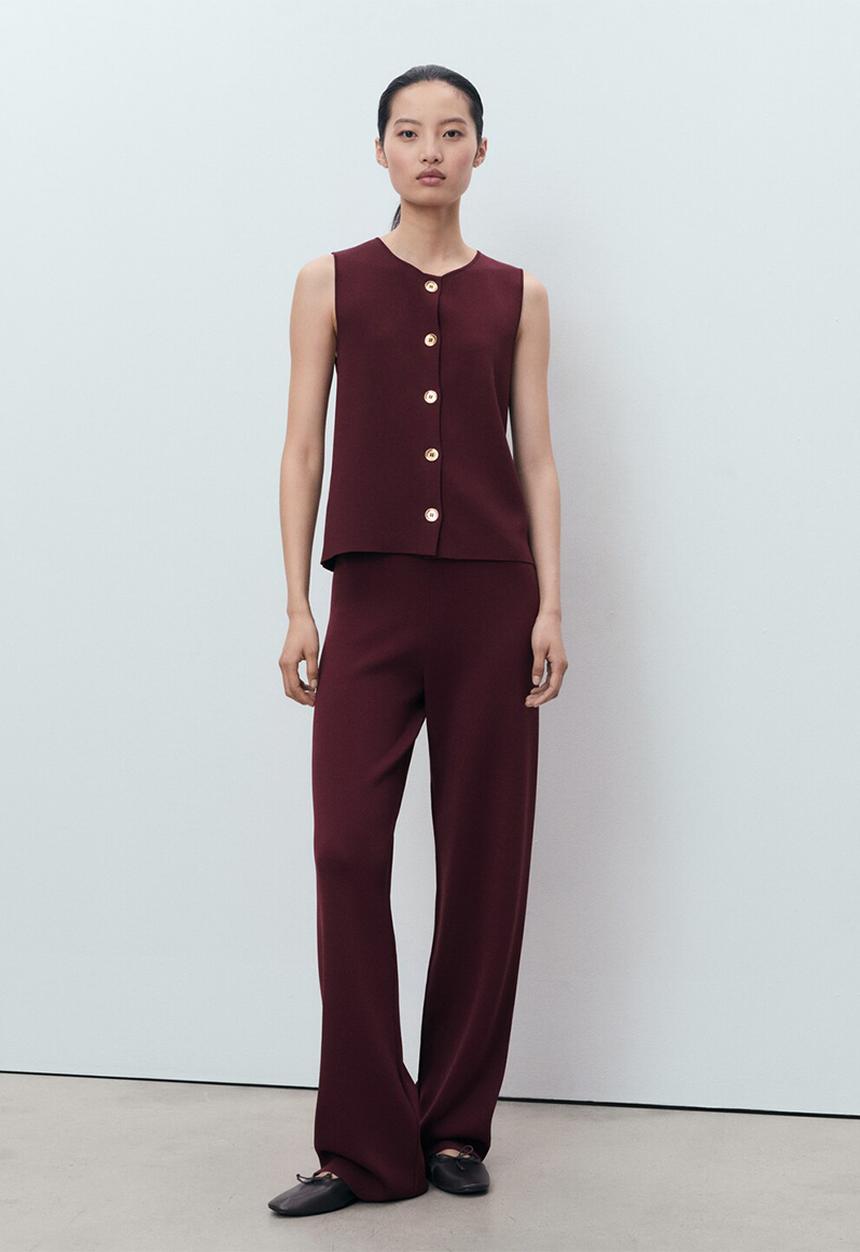 MANGO - Trousers Yolando - Dark Red