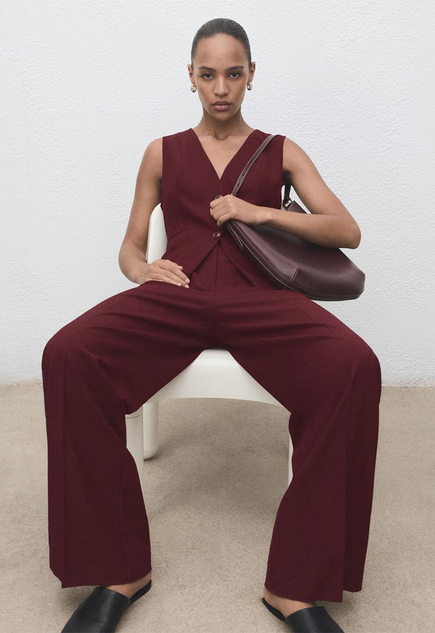 MANGO - Jumpsuit Vesty - Dark Red