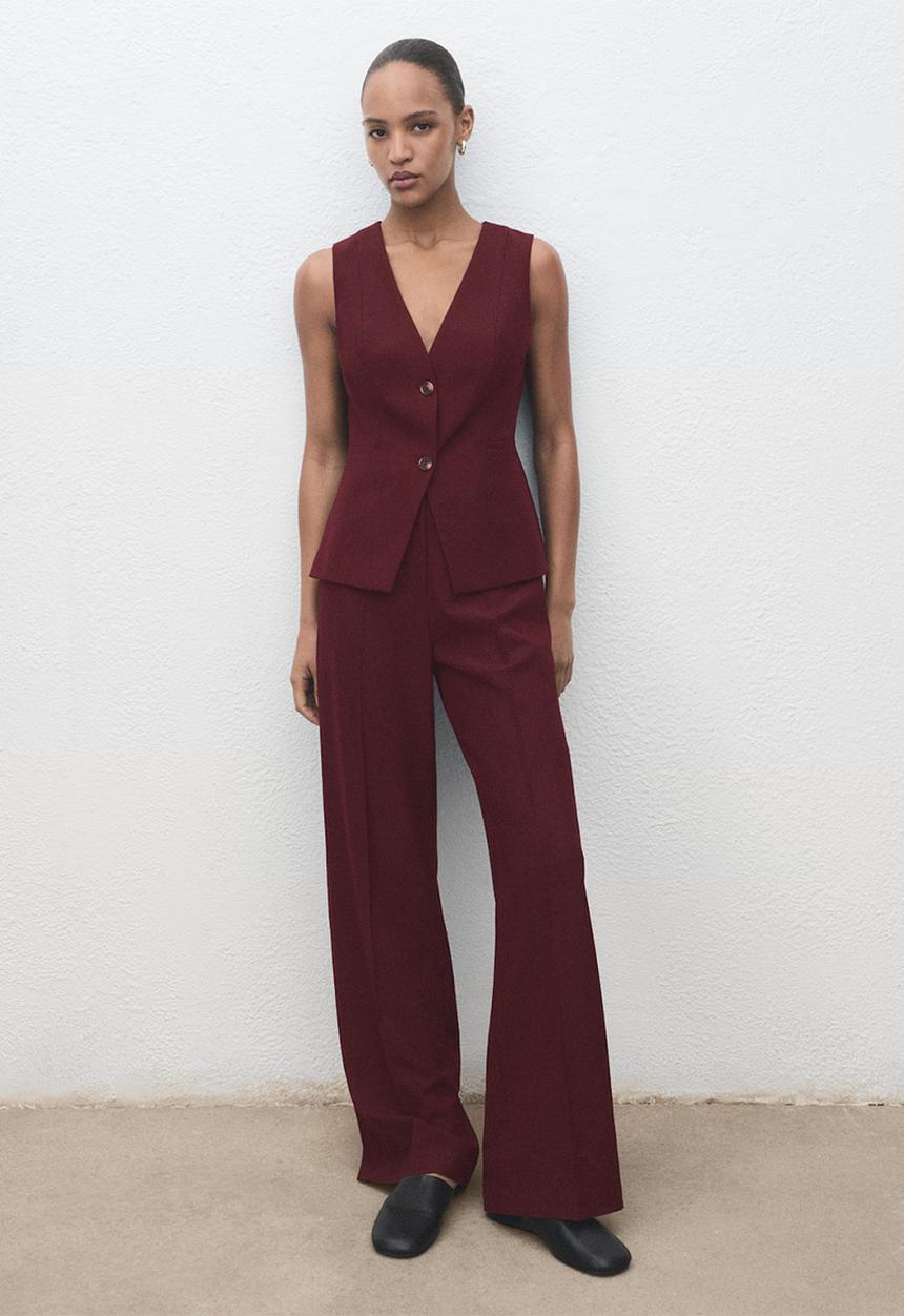 MANGO - Jumpsuit Vesty - Dark Red