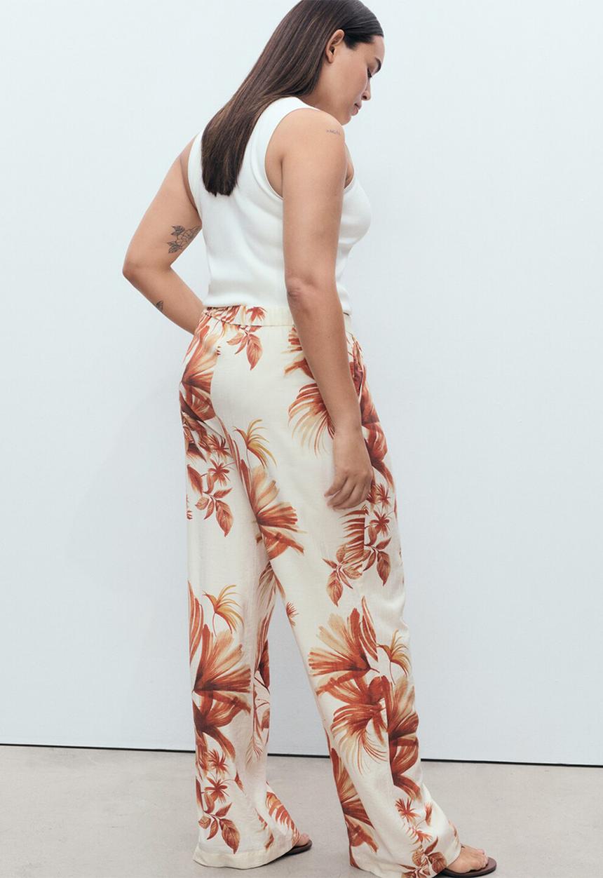 MANGO - Trousers Palm - Natural