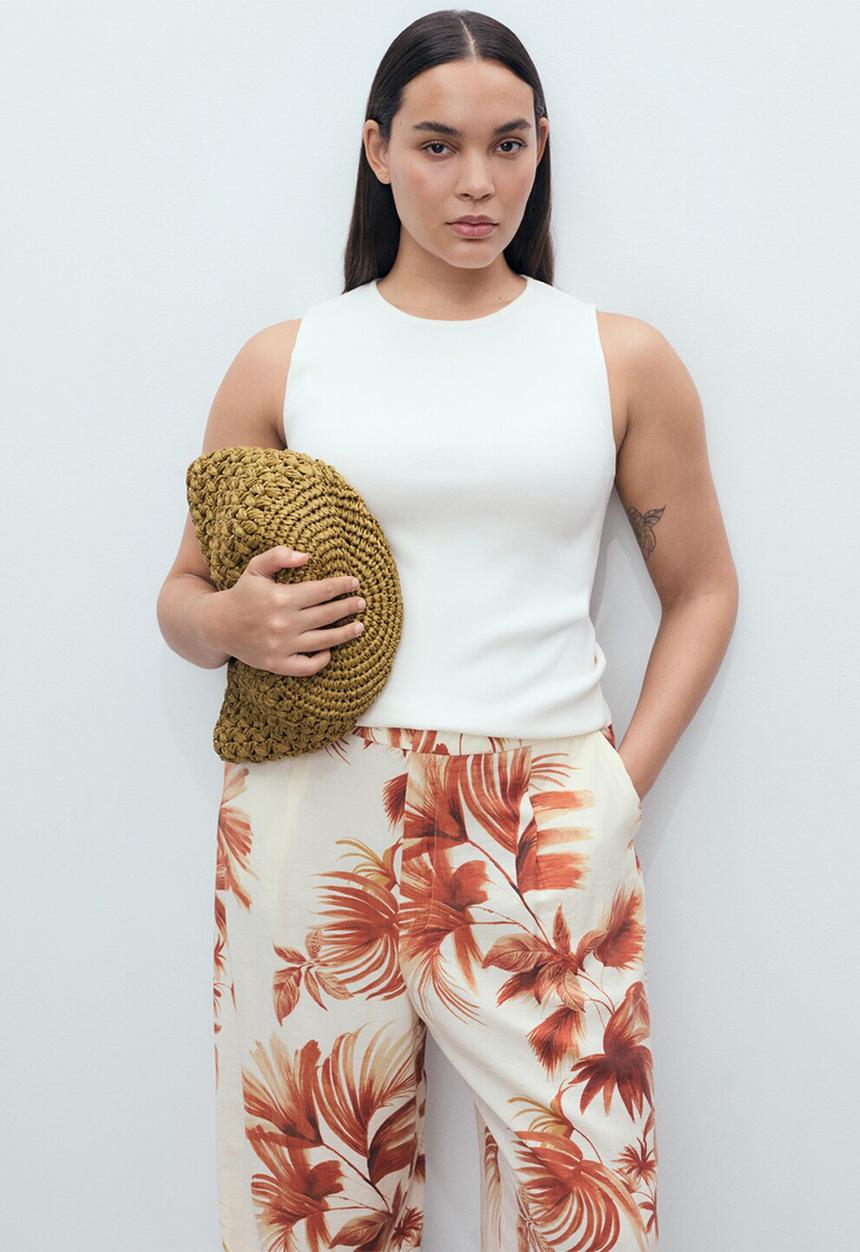 MANGO - Trousers Palm - Natural