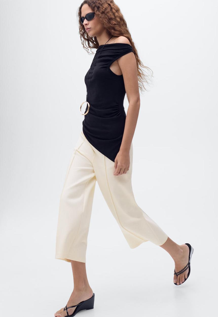 MANGO - Trousers Grey - Light Beige
