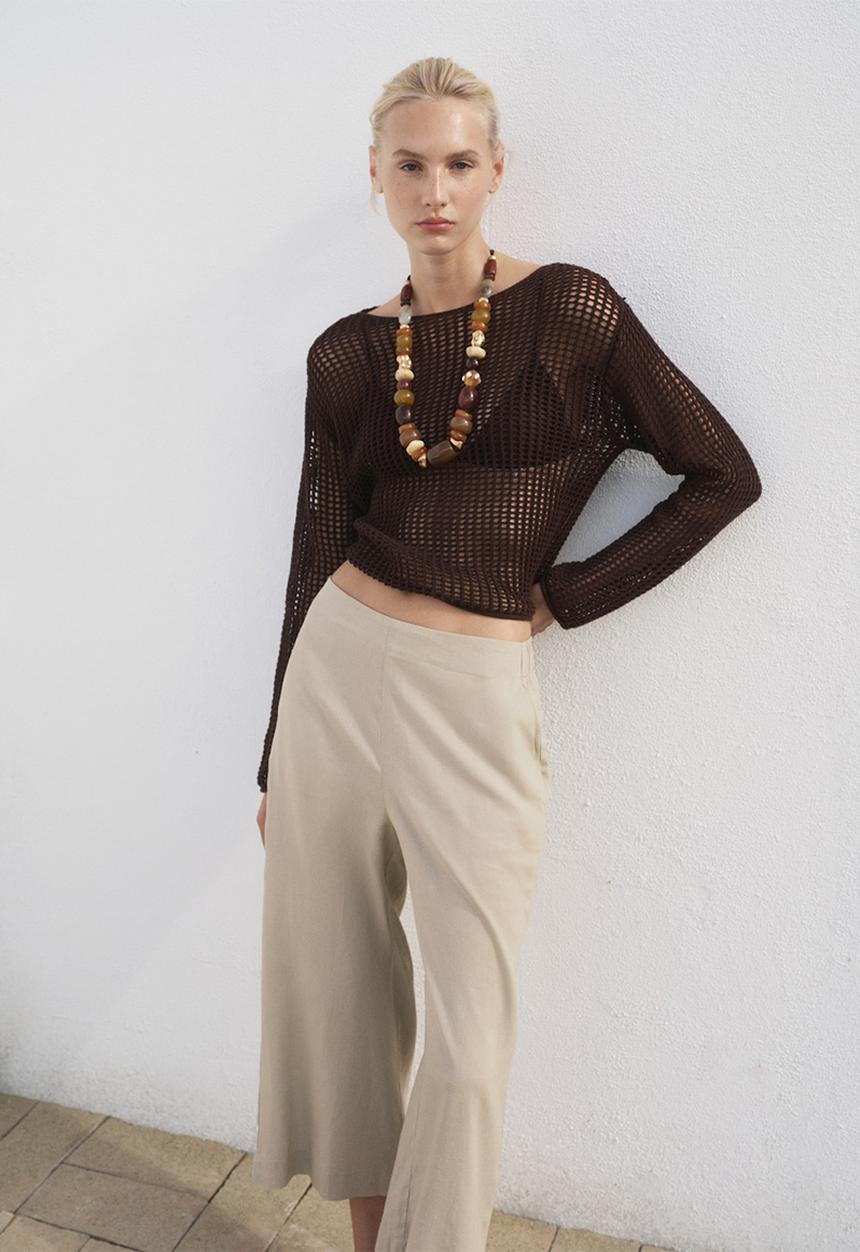 MANGO - Trousers Linovisf - Light Beige