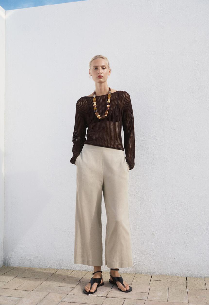 MANGO - Trousers Linovisf - Light Beige