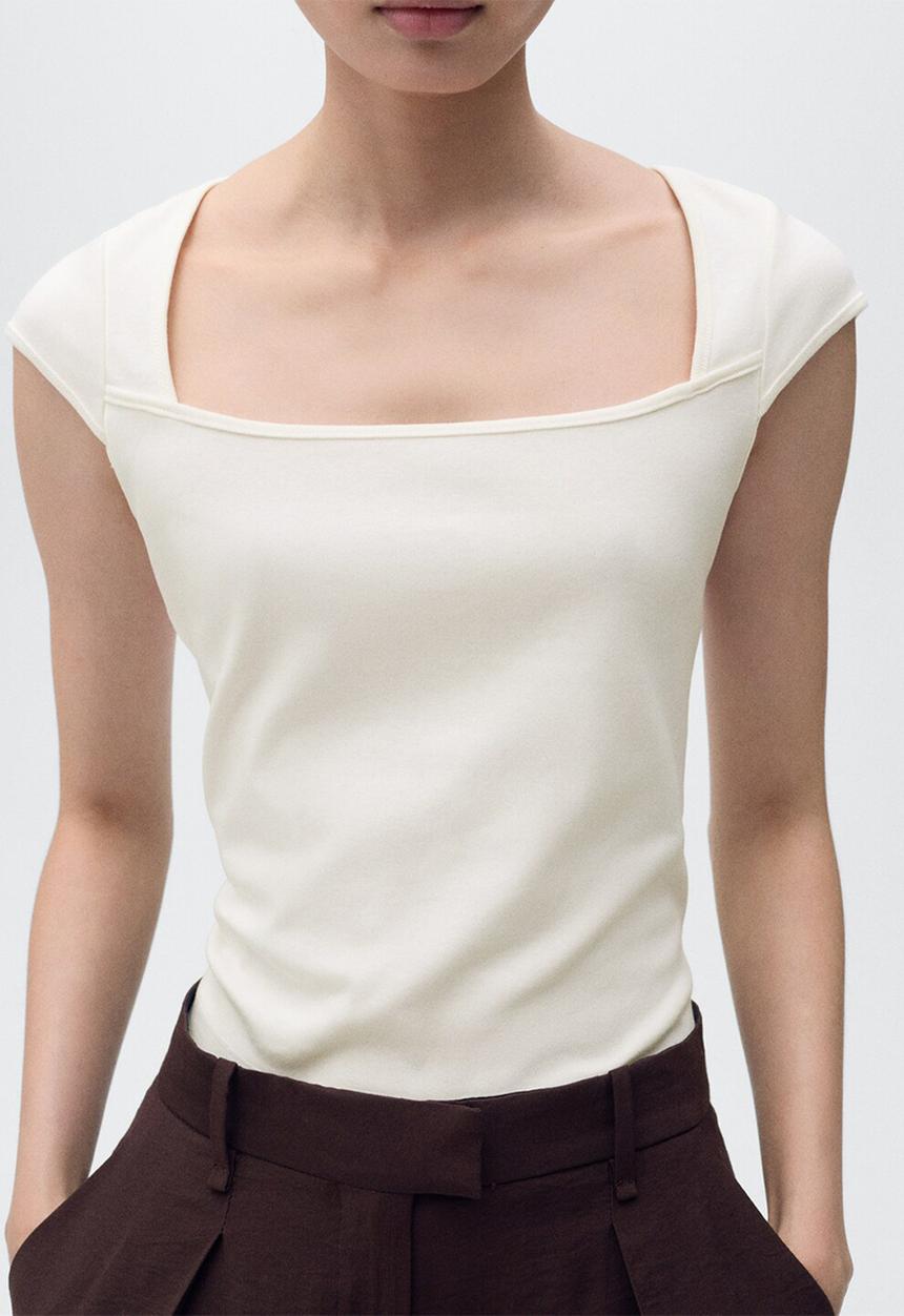 MANGO - T-Shirt Agnes - Natural