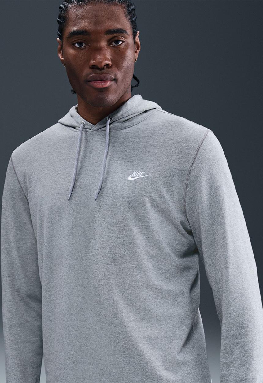 Nike - NSW Club Men's Knit Pullover Hoodie  - Dk Grey Heather/Lt Smoke Grey/W