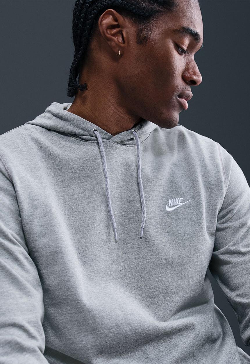 Nike - NSW Club Men's Knit Pullover Hoodie  - Dk Grey Heather/Lt Smoke Grey/W