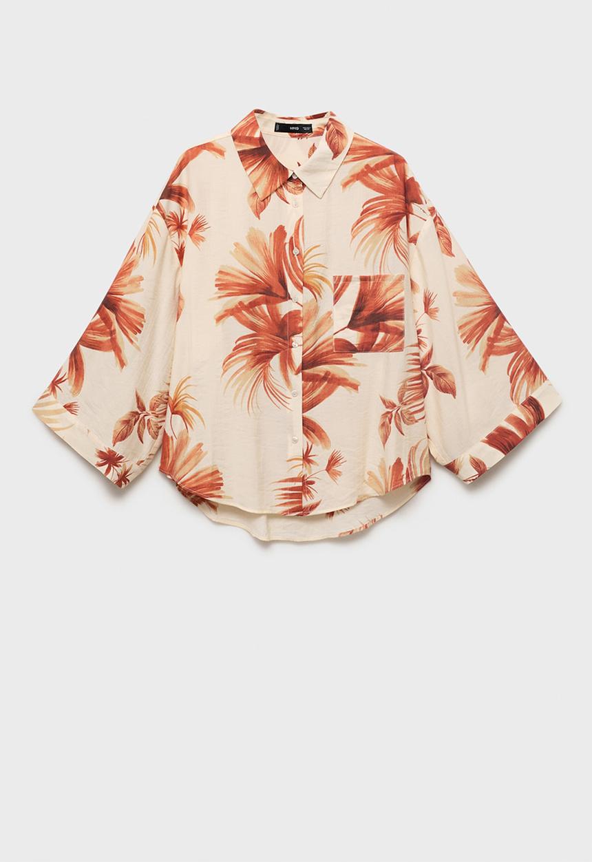 MANGO - Shirt Palm - Natural