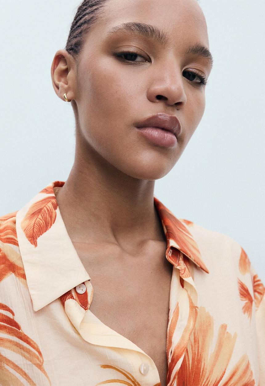 MANGO - Shirt Palm - Natural