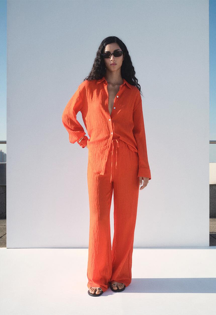 MANGO - Trousers Carrot - Orange